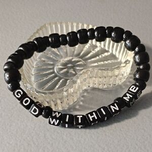Black Beaded Bracelet with Inspirational Message
